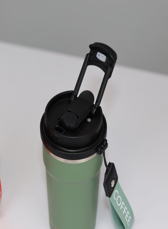KitchEase Reusable Stainless Steel Tumbler 400ml | Portable Coffee Mug with Strap | Double Wall Leakproof Travel Cup for Office, Gym, and Outdoor Use (Peach) - Image 5